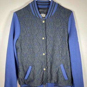 Victoria's Secret PINK Women’s Navy Blue Black Lace Varsity Jacket Size XS